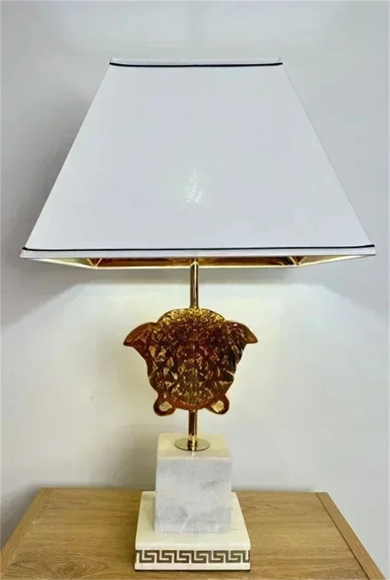 Modern LED Natural Marble Base Hardware Modern Light Luxury Bedside Lamp Decorative Lamp