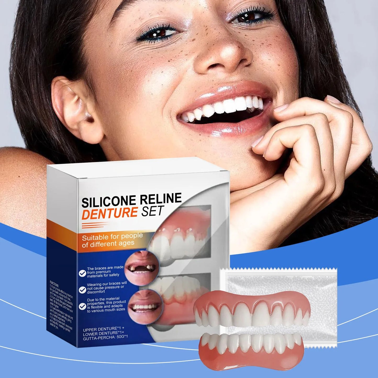 New False Teeth Silicone Upper & Lower Veneers Perfect Laugh Veneers Dentures Paste Fake Teeth Braces Comfortable Teeth