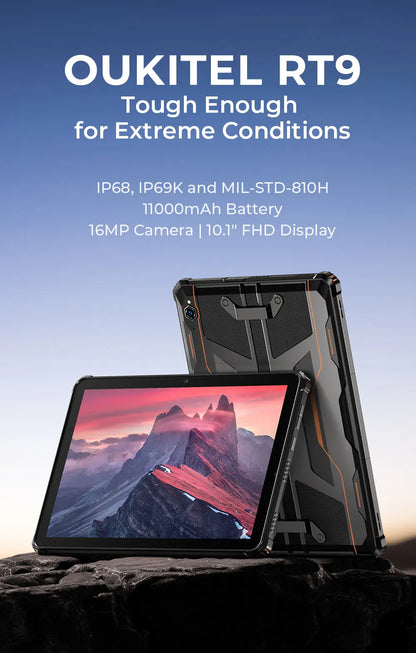 Oukitel RT9 Rugged TabletRugged Tablet 10.1" HD Display 24GB RAM 256GB Waterproof Tablet 11000mAh Battery Android 14.0 Tablet PC
