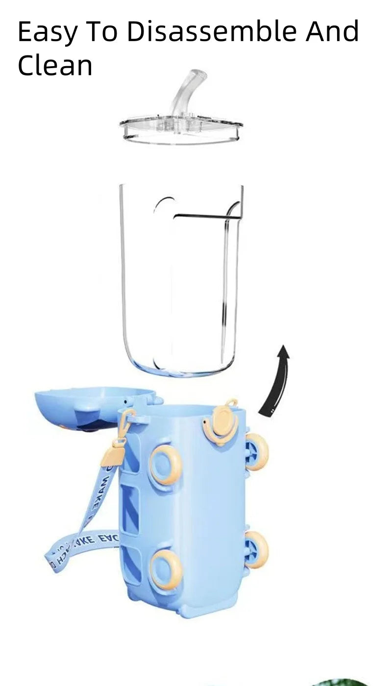 Water Bottle with Straw for Kids, Cartoon Leakproof Water Bottles, Outdoor Portable Drink Bottle, Lovely Cup Bottle for Children