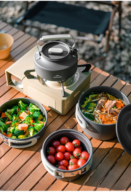 Naturehike Camping Pot Set Aluminum Alloy Cookware Pot Set Portable Outdoor Picnic Tableware Camping Cookware Kit CNK2450CF010