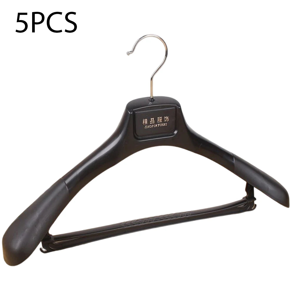 5pcs Wide Shoulder Plastic Clothing Hanger Suit Clothes Hanger Seamless Coat Drying Racks Wardrobe Room Storage Organizer