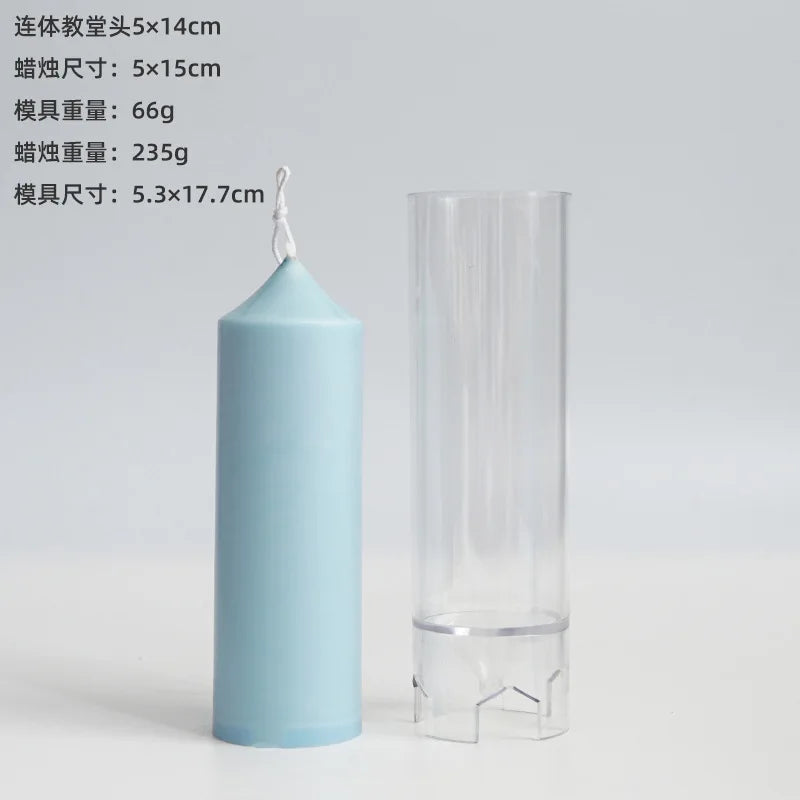 Spire Cylindrical Plastic Candle Mold DIY Geometric Conjoined Church Top Candles Making Supplies DIY Retro Church Wedding Decor