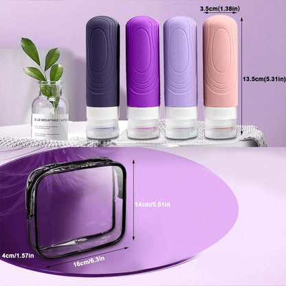 Travel Bottles for Toiletries, Approved 3oz Travel Size Containers BPA Free Leak Proof Refillable Liquid Silicone Squeezable liu