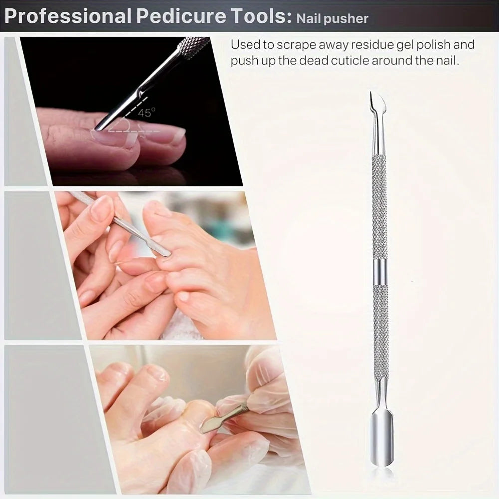 5pcs Stainless Steel Foot Care Tool Set, Exfoliation Tools, Dead Skin and Nail Edge Maintenance, Portable Travel Box Packaging
