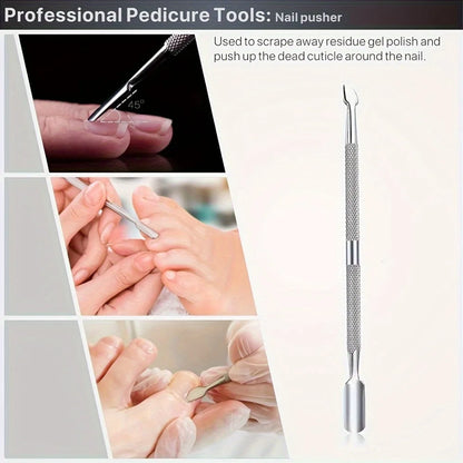 5pcs Stainless Steel Foot Care Tool Set, Exfoliation Tools, Dead Skin and Nail Edge Maintenance, Portable Travel Box Packaging