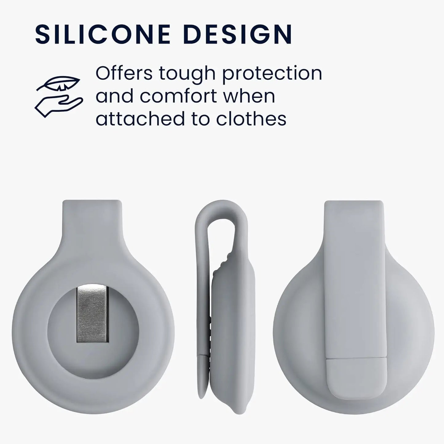 Silicone Steel Clip Compatible with Apple AirTag - Protective Silicone Clip for Tracker Protect Keychain Silicone Cover