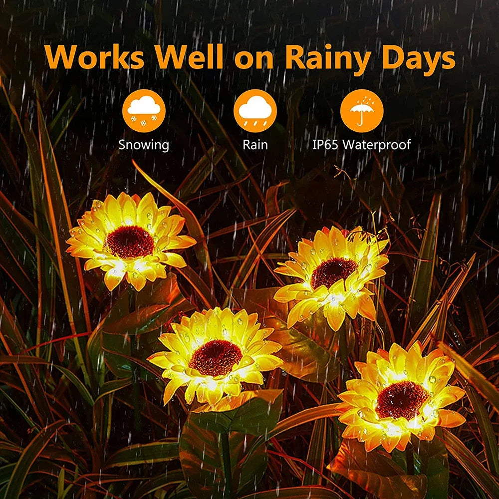 Simulated Outdoor Solar Sunflowers Smart Sense Garden Lights Yard Wedding Thanksgiving Decor Light Waterproof LED Lawn Light