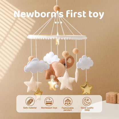 Baby Mobile Crib Bed Bell Musical Rattles Toys Soft Felt Cartoon Animal for Infants Nursery Mobiles Forest Animals Crib Toys