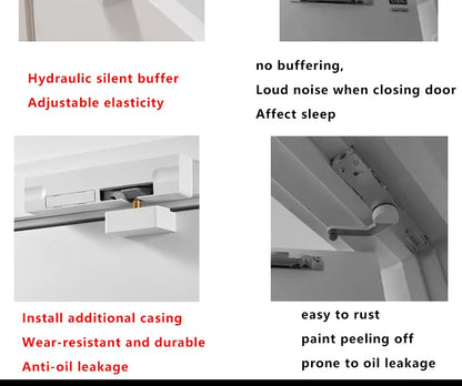Door Damping Buffer Wooden Door Flat Outward Opening Invisible Door Home Closing Silent Hydraulic Door Closer Anti-pinch