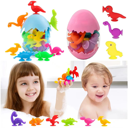 Baby Bath Toys Bathroom Suction Cup Set Soft Animal Dinosaur Building Blocks Children Funny Toy Parent-child Interactive Game