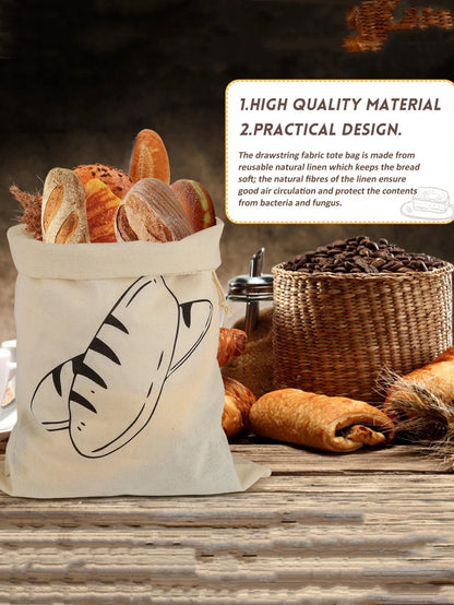 1Pc Bread Bag Linen Bread Bags for Homemade Bread Container Unbleached & Reusable Bread Storage, Natural Large Storage for Artis