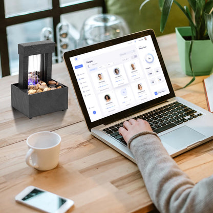 Desktop Water Fountain LED Indoor Decorative Fountain Creative Craft Home Decor Small Waterfall Fountains Zen Meditation Fountai