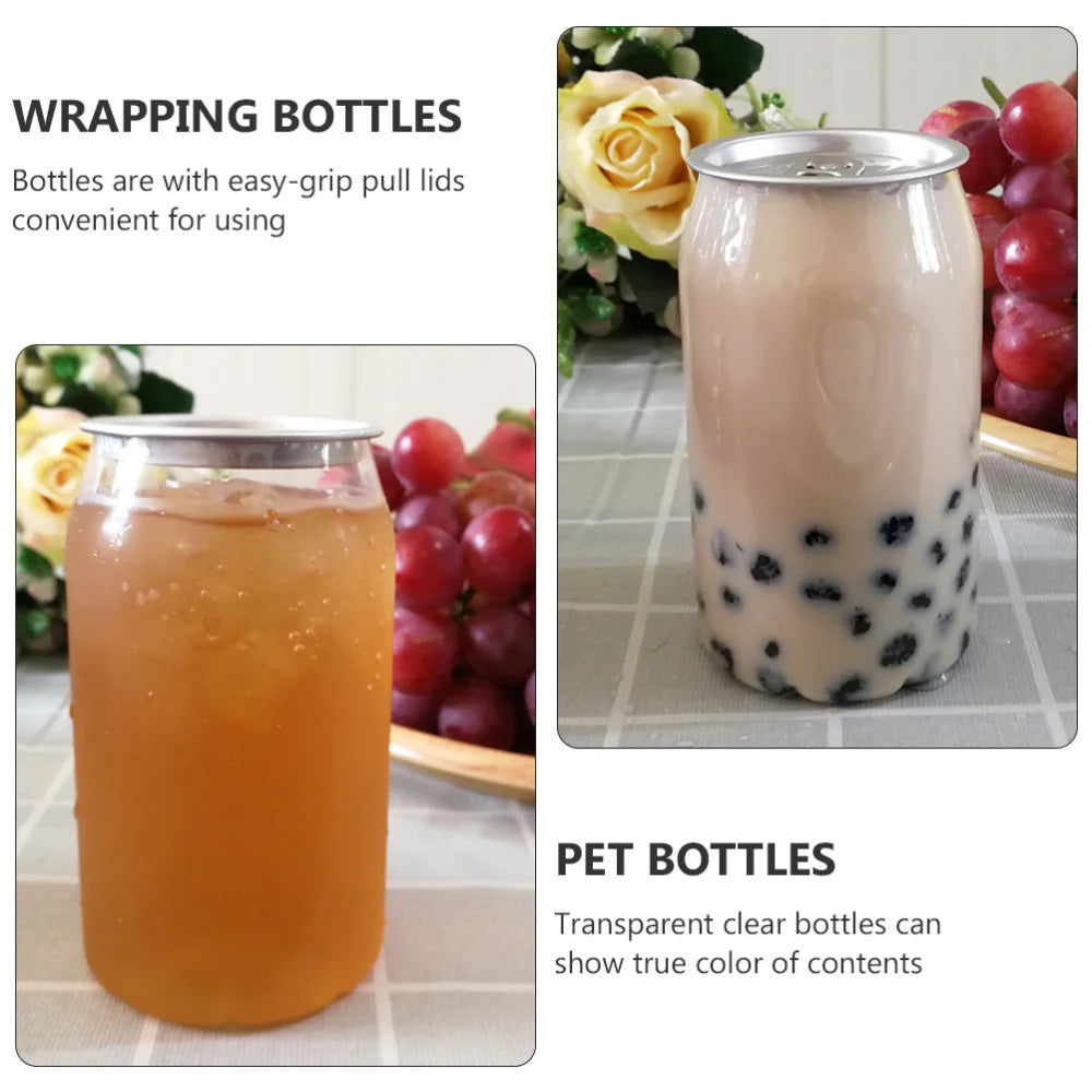 10pcs Disposable Can Milk Tea Cup Transparent Snack Bottle Beverage Bottle Dessert Bottles Milk Tea Shop Kitchen Supply