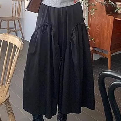 Bow Patchwork Womens Skirt Draped Skirts High Elastc Waist A-line Ropa Mujer Ruched Faldas  2025 Spring Summer Clothing