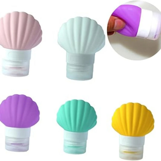 Leak Proof Squeezable Silicone Travel Bottles, Reusable, Refillable Bottles, Shell Shape