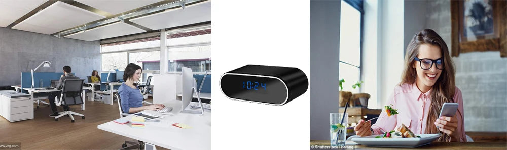 Full HD Digital Clocks Cameras Night Vision App Wifi Remote Monitoring Motion Detection Auto Loop Recording Mini Home Camcorder