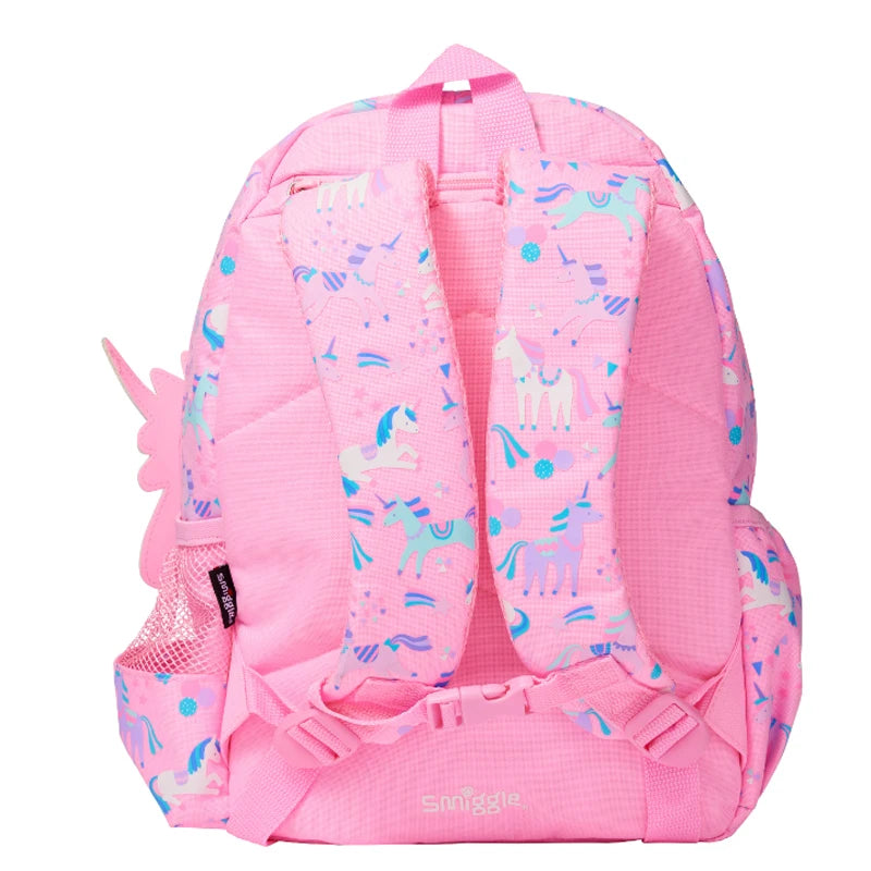Australian Smiggle Backpack Pink And White Unicorn Student Stationery Backpack Lunch Bag Water Cup Student Gift