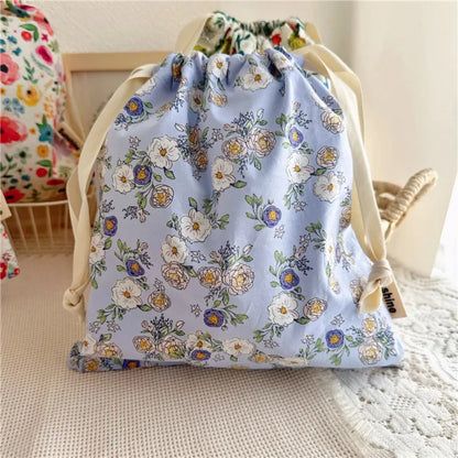 Portable Baby Organizer Baby Diaper Bag Mommy HandBag Drawstring Stroller Wet Dry Nappy Bags Printed Flower Bebe Diapers Storage