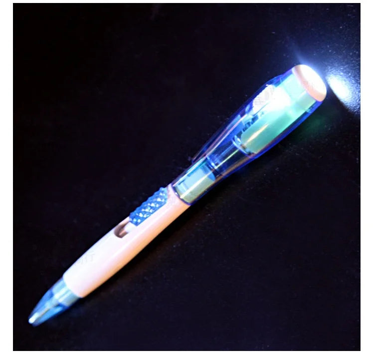 4pcs Funny Stationary Toy for Children Ballpoint Ball Point Pen Led Flashlight Torch