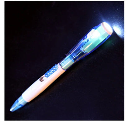 4pcs Funny Stationary Toy for Children Ballpoint Ball Point Pen Led Flashlight Torch
