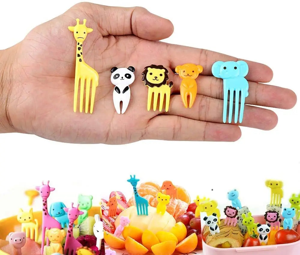 Cute Mini Animal Cartoon Food Picks Children Snack Cake Dessert Food Fruit Forks, Silicone Lunch Box Dividers