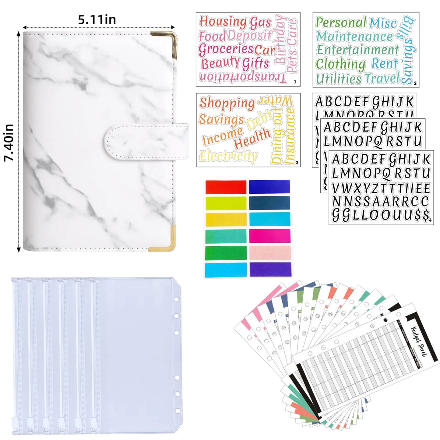 A6 Binder Cash Envelopes for Budgeting Money Organizer for Cash Money Envelopes for cash Leather A6 Binder with zipper