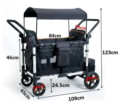 Push Pull Double Stroller Wagon 4&2 Seater Featuring 5 Point Harnesses Kids Wagon Stroller