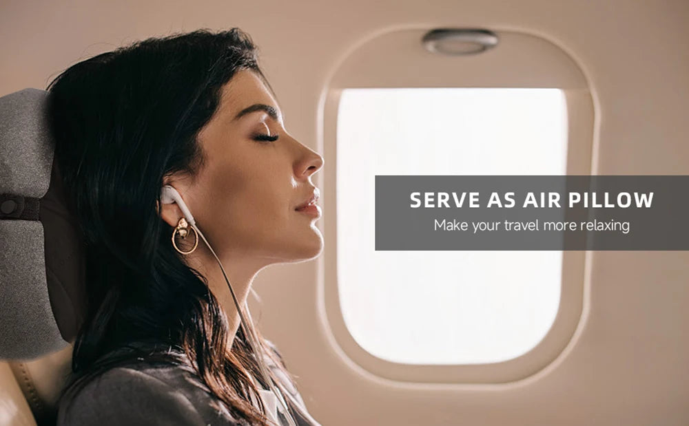 Inflatable Camping Pillow with Removable Washable Cover,Travel Pillow for Neck Support,Hiking,Backpacking,Office,Airplane,Car