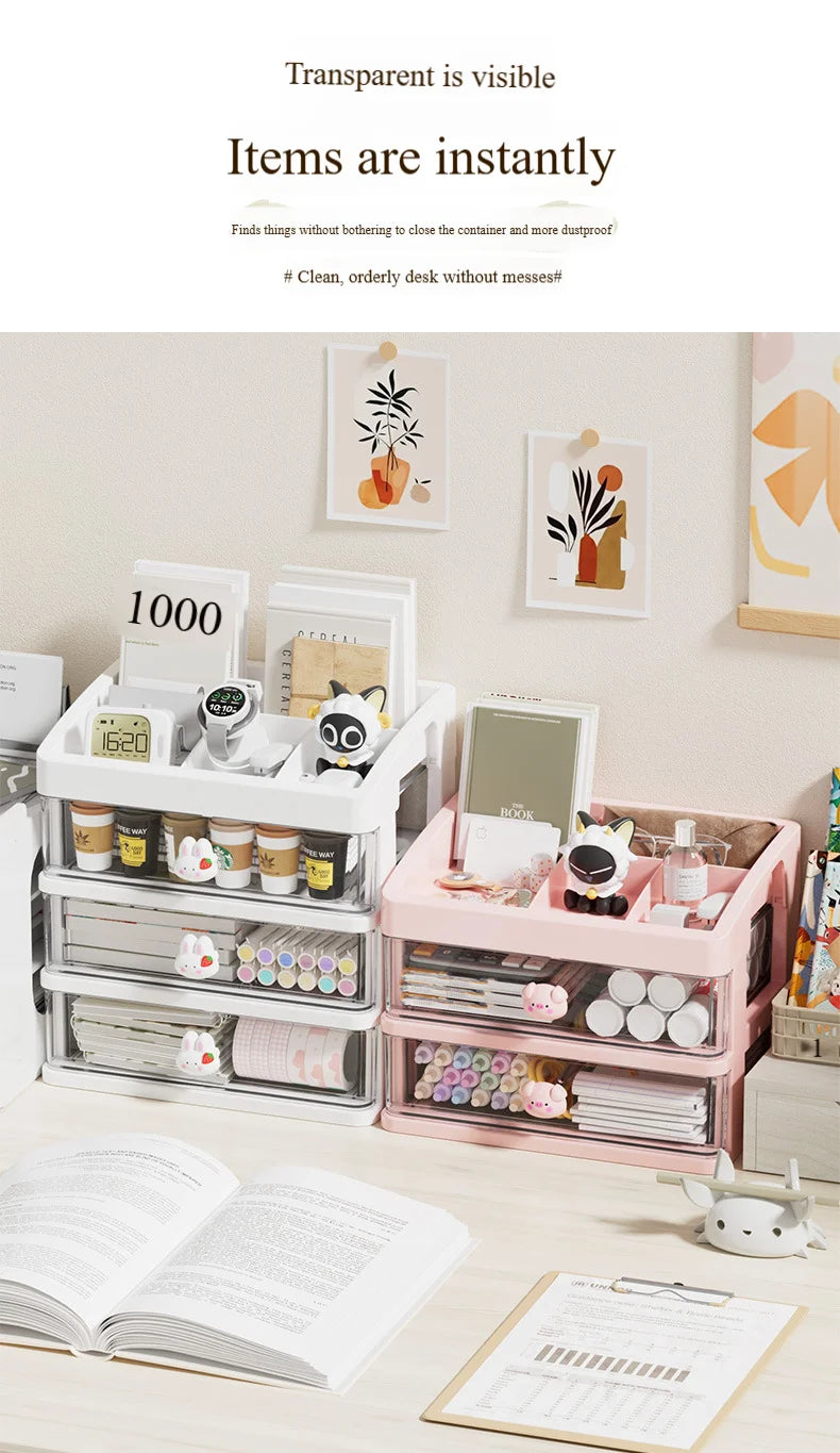 5 Tier Stationery Handbook Student Desktop Organizer, Organizer Drawers, Hair Accessories Organizer for Kids, Pen Holder Shelf