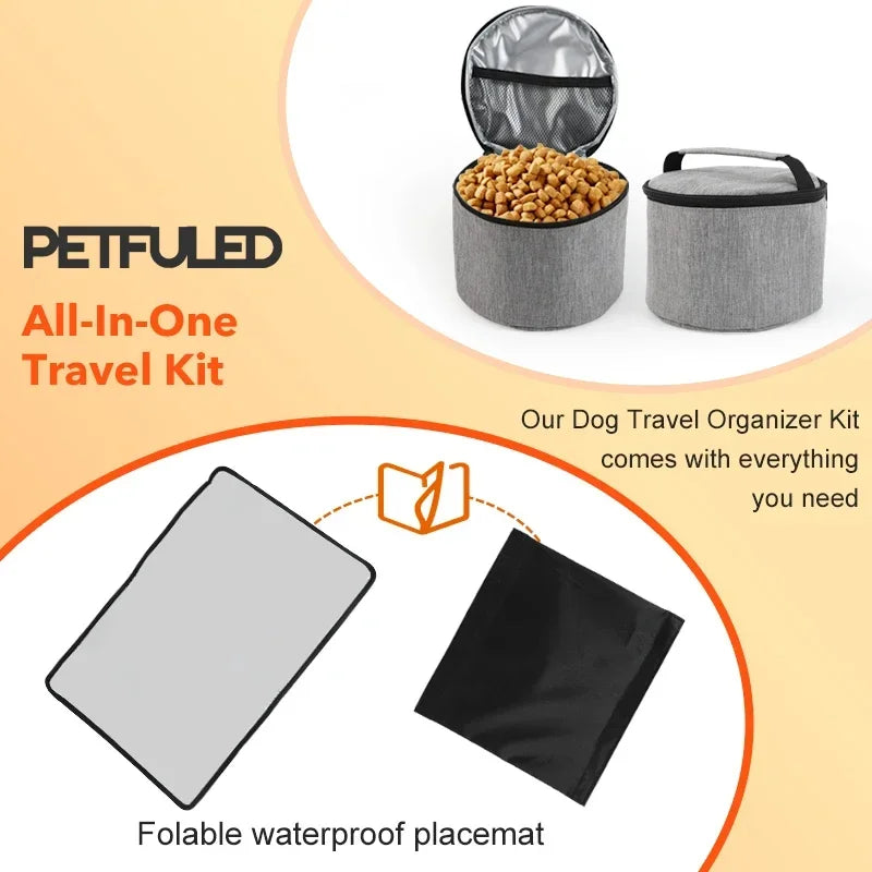 6 Sets Large Dog Travel Bag, Dog Camping Essentials, Weekend Pet Travel Kit, Dog Travel Accessories With Multi-Purpose Pocket