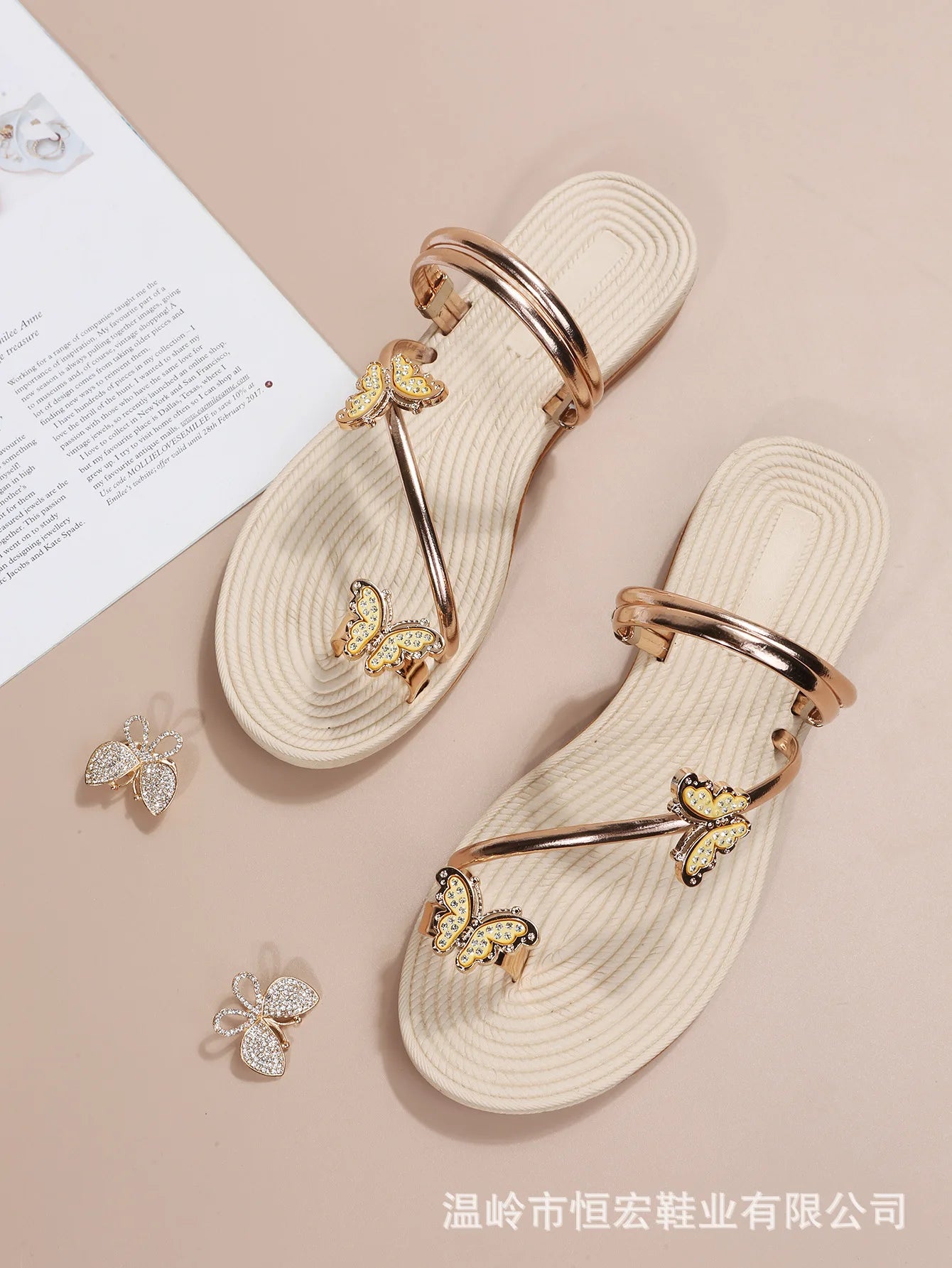 2023 New Butterfly Toe Sandals, Beach Sandals, Occidental Slippers, Chinese Feminis  Wedding Shoes Bride  Womens Shoes
