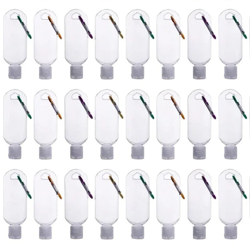 5Pcs Travel Bottles With Keychain Hand Sanitizer Holder Portable Plastic Empty Bottles Leakproof Refillable Containers Backpack