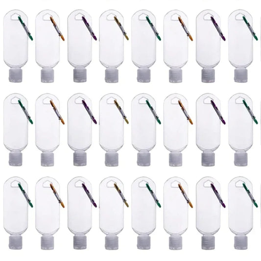 5Pcs Travel Bottles With Keychain Hand Sanitizer Holder Portable Plastic Empty Bottles Leakproof Refillable Containers Backpack