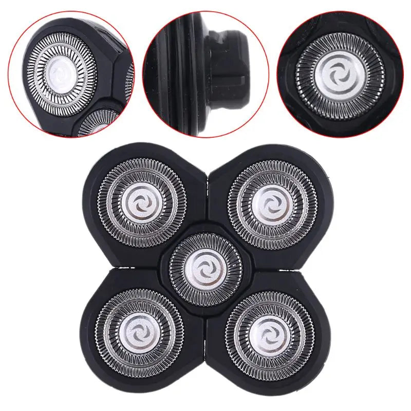 Replacement for Head Shavers 5 Heads Beard Hair Replacement Easy to Clean Electric Shaver Fit Your Face and for Dropship