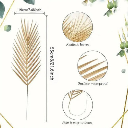 6/12 gold faux palm fronds, outdoor faux palm fronds, fake tropical palm fronds, birthday and wedding party decorations