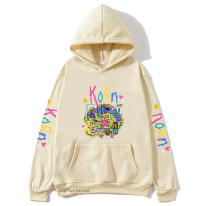 Cartoon Graphic Korn Hoodies Kawaii Music Band Print Sweatshirts Mens Clothes Winter Casual Fleece Streetwear Women Unisex Tops
