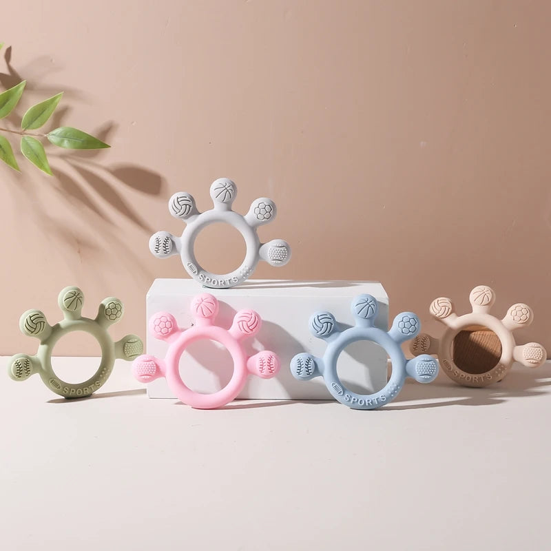 Silicone Baby Teether Toys 0-12Month Food Grade Toddlers Anxiety Teething Ring Sensory Toys Silicone Animal Soothing Accessories