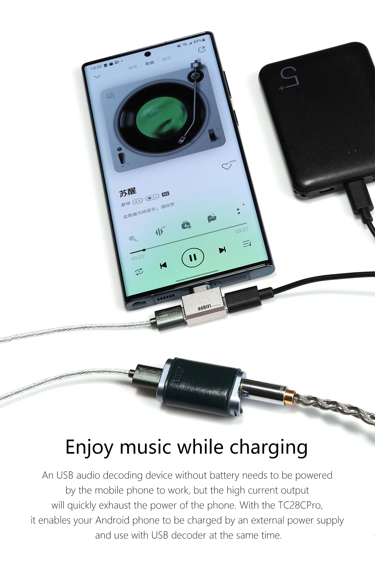 DD DDHiFi TC28C Pro USB-C to  OTG Power Adapter for Android Phones iPad PC Iphone