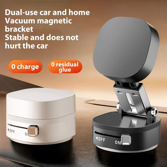 Magnetic Car Phone Holder Foldable Design 360° Adjustable Vacuum Mount for Car/Desk/Bathroom/Universal Use