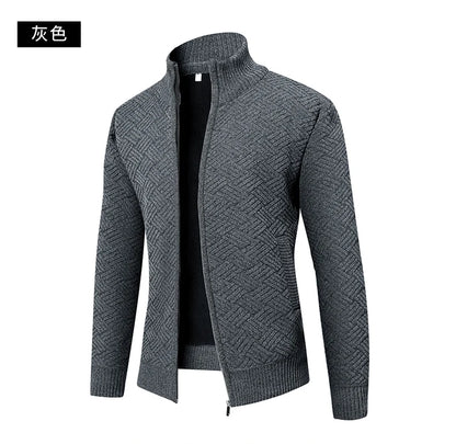 Top Quality Thick Velvet Zip Up New Brand Fashion Knit Cardigan Korean Sweater Casual Japanese Coats Jacket Mens Clothes 2025
