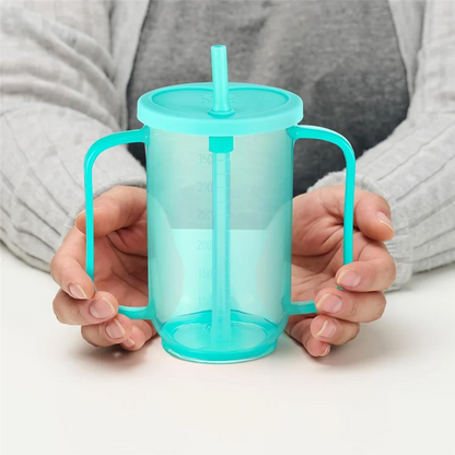 ABKW-3 Pcs 12 Oz Plastic Sippy Cups For Adults , Spill Proof Cups For Elderly  Disabled Dysphagia Patients