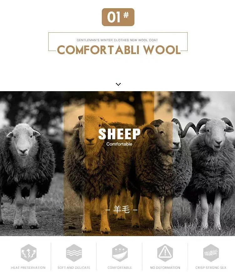 Woolen Overcoat 4XL Autumn Winter Mens Wool Trench Coats Fashion Middle Long Jacket Male Double Collar Zipper Coat Windbreak