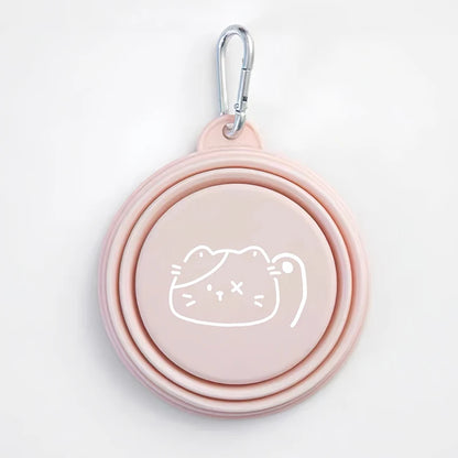 350/650ml Collapsible Pet Travel Bowl Leakproof Silicone Dog & Cat Food Water Dish Portable Outdoor Feeder with Carabiner Clip