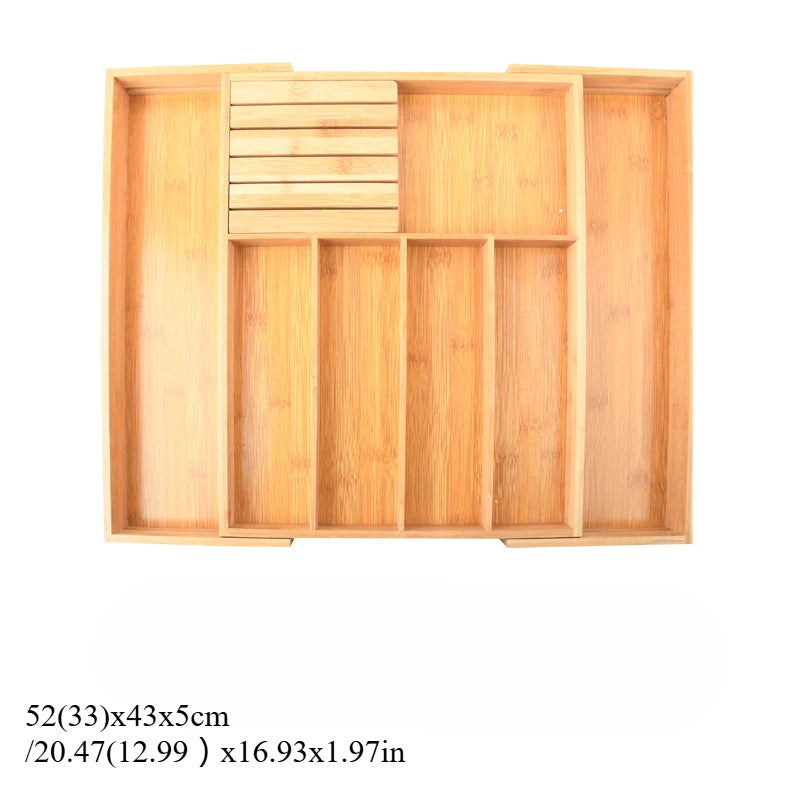Bamboo Expandable Drawer Kitchen Organizer for Spoons Forks Knives cutleries Utensils Holder Adjustable Cutlery Tray Divider