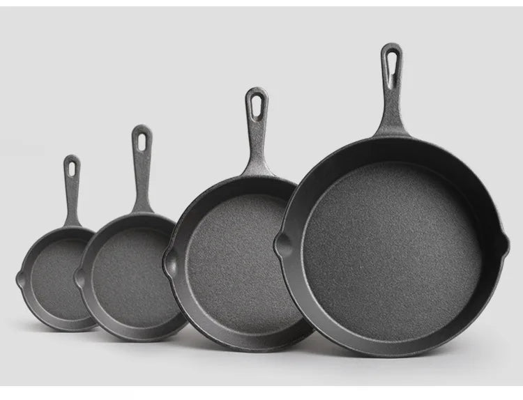Cast Iron Pan Uncoated Frying Pan Small Frying Egg Pan Household Pan Kitchenware Set Oil Splashing Pan Cast Iron Cookware Frying