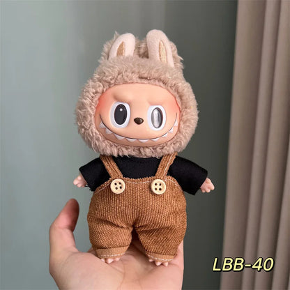 POP Labubu baby clothes 17cm plush vinyl labubu sit-down party first-generation and second-generation suit, clothes only