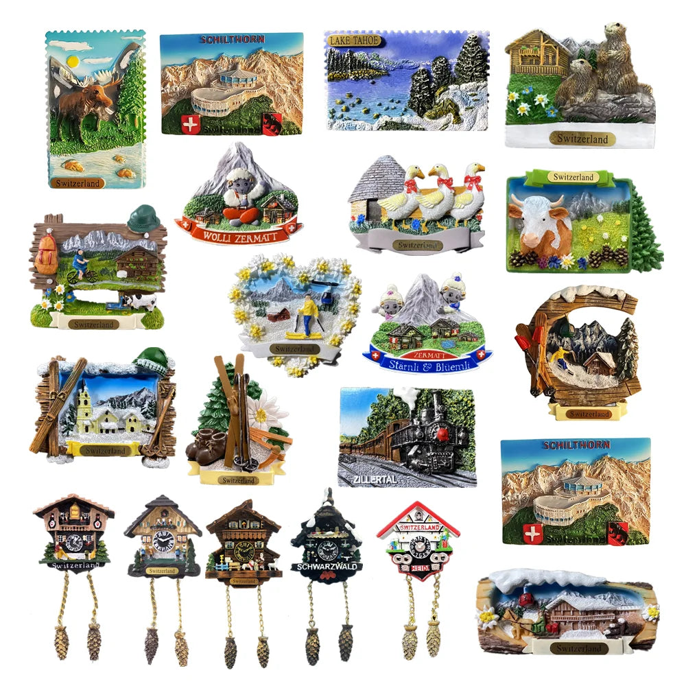 Europe Switzerland 3D Fridge Magnets Tourism Souvenir Refrigerator Magnets Sticker Collection Handicraft Decoration Articles