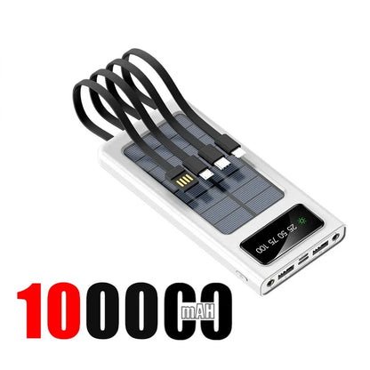 Solar Power Bank Large Capacity Spare Battery Fast Charging Portable Power Banks 20000mAh Auxiliary Batteries Outdoor