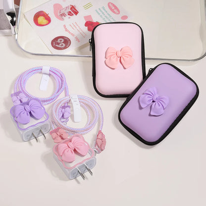 3D Bow Charger Cable Protector Cover For iPhone 20W 18W Charger Protector Storage Bag Case Cover Management Wire Cord Organizers